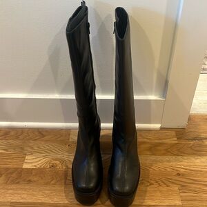 Black clog knee boot